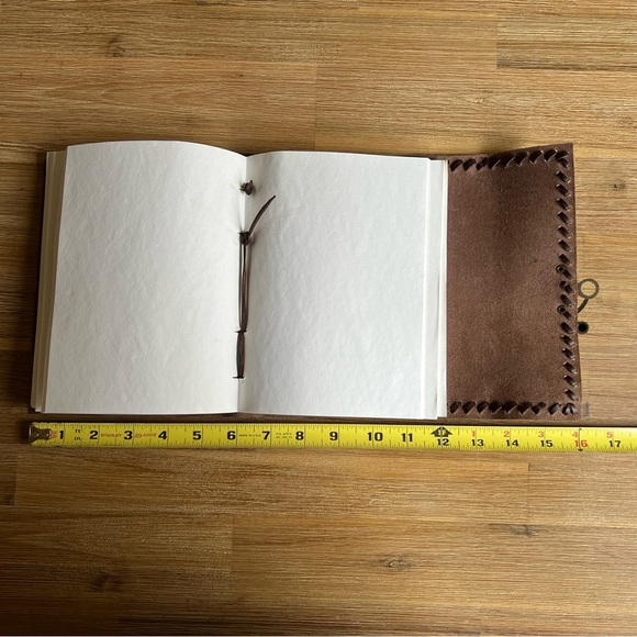 Handmade Brown Genuine Leather Journal Diary Pouch with Brass Clasp Closure - Picture 8 of 14